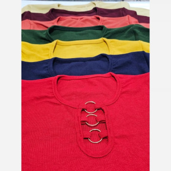 تیشرت کبریتی یقه سه حلقه زنانه